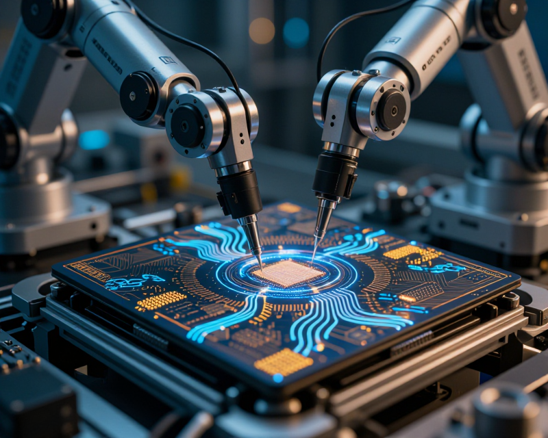 Futuristic Semiconductor Manufacturing Scene