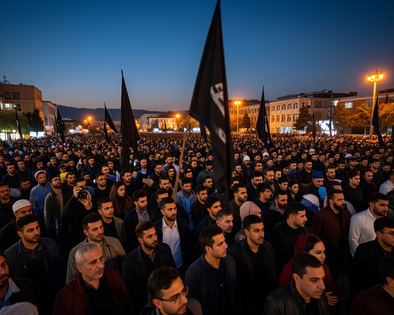 Cinematic Tehran Funeral Atmosphere